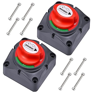 kohree 2 pack battery disconnect switch 12v 24v 48v onoff heavy duty battery shut off kill isolator - waterproof marine cut off switch 275 amps for truck vehicle trailer rv