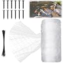 Koi Pond Netting Kit 7 x 10ft, Bird Deer Fence Netting, Durable Net Cover for Leaves, Heavy Duty Fine Mesh, Protect Fish from Birds, Cats & Predators, 12pcs Stakes & Ties Included(White)