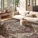 Kokia 5x7 Maroon Moody Brown Vintage Boho Oriental Soft Washable Area Rug
