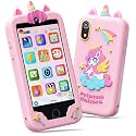 KOKODI 4 Inch Kids Smart Phone, Touchscreen HD Dual Camera Cell Phone for Children, Christmas Birthday Gifts Unicorn Learning Toys for Girls 3-10, First Preschool Education Phone Toy with 200+ Games