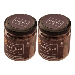kokomae chocolate dragees with orange peel - premium artisanal handmade treats pack of 2 - natural made with real fruit 100 made in india