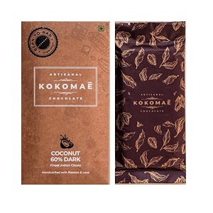 kokomae bean to bar 60 dark chocolate with coconut pack of 1 50 gram