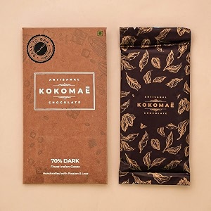 kokomae bean to bar organic dark chocolatemade of finest cocoa beans from idukki region60 dark 70 dark 80 dark 72 coffee 75 sea salt pack of 5made with unrefined cane sugar - 50 gram