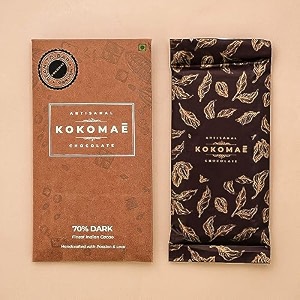 kokomae bean to bar 70 organic dark chocolate made of finest cocoa beans from idukki region- handcrafted premium made in india natural chocolates for gifts- 50 gm 70 dark