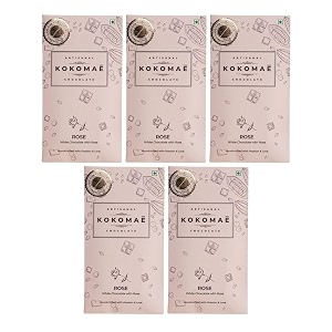 kokomae - white chocolate with rose pack of 5  belgian white chocolate bar