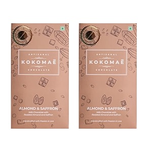kokomae - milk chocolate with almond and saffron pack of 2  belgian milk chocolate bar