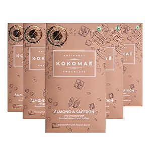 kokomae - milk chocolate with almond and saffron pack of 5  belgian milk chocolate bar