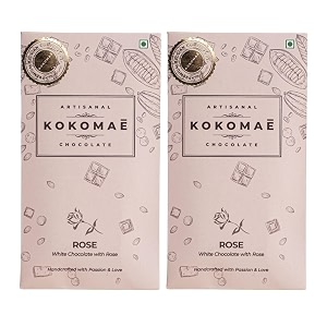 kokomae - white chocolate with rose pack of 2  belgian white chocolate bar