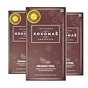 KOKOMAE - Dark Chocolate with Candied Orange Peel (Pack of 3) | Belgian Dark Chocolate Bar