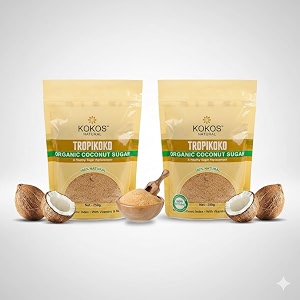 kokos natural- tropikoko organic coconut sugar - 250 gm pack of 2  100 natural sugar replacement  contains 15 essential vitamins amp minerals  sugar substitute 