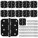 KOLET 4 Inch Black Ball Bearing Door Hinges 5/8'' Radius 12 Pack