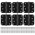 KOLET Ball Bearing Door Hinges, 4 x 4 Inch, 5/8" Radius,Matte Black, 6 Pack