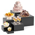 KOLIPI 6Pcs Buffet Risers, Food Risers for Buffet Table, Black Acrylic Box