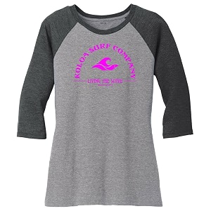 Koloa Graphic Logo Ladies Raglan Baseball Shirts.