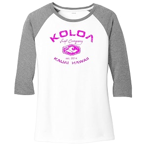 Koloa Graphic Logo Ladies Raglan Baseball Shirts.