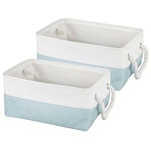 kolorr cottoncove cloth basketbag - medium - pack of 2 i fabric storage cubes organizer with handles foldable storage baskets for organizing toys books shelves closet large storage box - blue