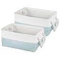 Kolorr CottonCove Cloth Basket/Bag - Medium - Pack of 2 I Fabric Storage Cubes Organizer with Handles Foldable Storage Baskets for Organizing Toys, Books, Shelves, Closet, Large Storage Box - Blue
