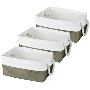 kolorr cottoncove cloth basketbag - medium - pack of 3 i fabric storage cubes organizer with handles foldable storage baskets for organizing toys books shelves closet large storage box - coffee