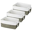 Kolorr CottonCove Cloth Basket/Bag - Medium - Pack of 3 I Fabric Storage Cubes Organizer with Handles Foldable Storage Baskets for Organizing Toys, Books, Shelves, Closet, Large Storage Box - Coffee