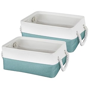 kolorr cottoncove medium colth basket  green-pack of 2  fabric storage organizer with handles foldable storage baskets for organizing toysbooksshelvesclosetlarge storage box  39530519 cm