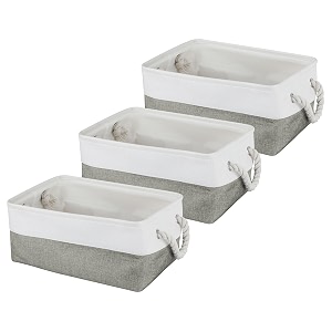 kolorr cottoncove medium colth basket  grey-pack of 3  fabric storage organizer with handles foldable storage baskets for organizing toysbooksshelvesclosetlarge storage box  39530519 cm
