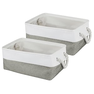kolorr cottoncove cloth basketbag - medium - pack of 2 i fabric storage cubes organizer with handles foldable storage baskets for organizing toys books shelves closet large storage box - grey