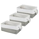 KOLORR CottonCove Medium Colth Basket | Grey-Pack of 3 | Fabric Storage Organizer with Handles Foldable Storage Baskets for Organizing Toys,Books,Shelves,Closet,Large Storage Box | 39.5*30.5*19 cm