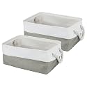Kolorr CottonCove Cloth Basket/Bag - Medium - Pack of 2 I Fabric Storage Cubes Organizer with Handles Foldable Storage Baskets for Organizing Toys, Books, Shelves, Closet, Large Storage Box - Grey