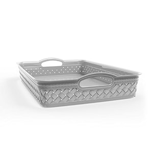 kolorr stitch a4 basket design plastic storage tray  durable multi-purpose organizer for desk office documents kitchen amp home storage pack of 1 - grey