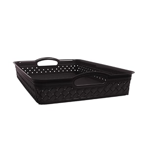 kolorr stitch a4 basket design plastic storage tray  durable multi-purpose organizer for desk office documents kitchen amp home storage pack of 1 - grey