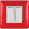 KOLORS 18 Module Switch Plate, Modular, Polycarbonate, Blooming Red With Silver Line, Push Button, ON-OFF, Wi-Fi