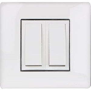 kolors 3 module modular switch plate polycarbonate white with silver line rocker push button on-off