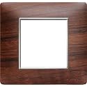 Kolors 4 Module, Modular Switch Plate [Only Cover Plate is Included], with Inner Plate, Polycarbonate, Mahogany Walnut with Silver Line [KBC Selekt]