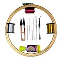 KOLUR Groups - Embroidery kit/Aari Work Set for Beginners 12 Items (Hoop 10 inch), Wood, Multicolor