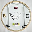 KOLUR Groups - Embroidery kit/Aari Work Set for Beginners 12 Items (Hoop 18 inch with Stand), Wood
