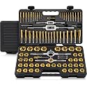 Kolvoii 86-Piece SAE/Metric Tap and Die Set, Titanium-Coated