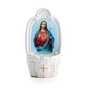 KOMI Porcelain Catholic Holy Water Font Sacred Heart of Jesus Holy Water Fonts for Entrance of Home Church Wall Hanging Decor Great Gift for First Communion Confirmation Housewarming