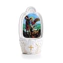 KOMI Porcelain Catholic Holy Water Font Saint Michael Holy Water Font for Entrance of Home Church Wall Hanging Decor Great Gift for First Communion, Confirmation, or New Home