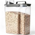 Komzon Rice Storage Containers, 20 LB Rice dispenser with Pouring Spout Large Bin for Flour, Pasta, Grain and Baking, Pet Dog Cat Bird Food Container Grey