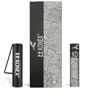 konex 6mm premium printed tpe yoga mat with carry bag for men amp women  water resistant amp anti slip exercise mat for home workouts gym amp outdoor activities black amp grey