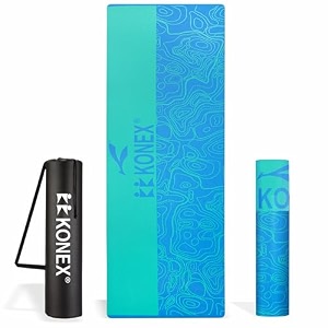 konex 8mm premium printed tpe yoga mat with carry bag for men amp women  water resistant amp anti slip exercise mat for home workouts gym amp outdoor activities blue amp green
