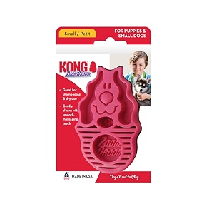 kong - zoomgroom - dog brush for grooming and shampooing - red brush for small dogs and puppies