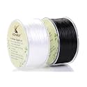 KONMAY 180 Yards 0.8mm Black&White Spandex Elastic Stretchy String