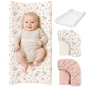 Konssy Baby Changing Pad Set with Waterproof Lining &amp; 2 Pack Muslin Covers