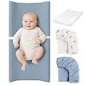Konssy Baby Changing Pad Set with Waterproof Lining &amp; 2 Pack Muslin Covers