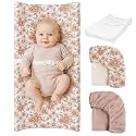 Konssy Baby Changing Pad Set with Waterproof Lining & 2 Pack Muslin Covers