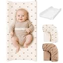 Konssy Baby Changing Pad Set with Waterproof Lining &amp; 2 Pack Muslin Covers