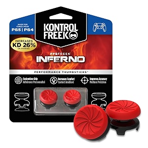 kontrolfreek fps freek inferno for playstation 4 ps4 and playstation 5 ps5 controller  performance thumbsticks  2 high-rise concave  red