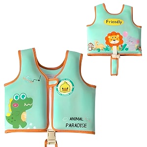 koochie-koo animal printed cool beachpool party float vest swimming training vest life jacket for kids from 2 to 3 years 33 to 42 lbs pack of 1 sea green