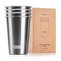 Koodee 16 oz Stainless Steel Pint Cups Water Tumbler Stackable Metal Drinking Glasses for Kids and Adults 4 Pack